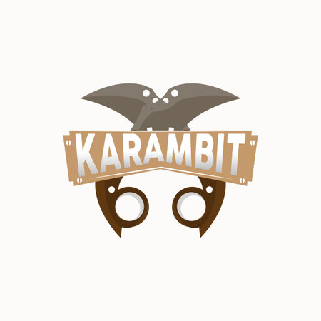 Kerambit Logo, Indonesia Fighting Weapon Vector, Ninja Fighting Tool Simple Design, Template Illustration Symbol Iconのイラスト素材
