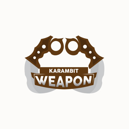 Kerambit Logo, Indonesia Fighting Weapon Vector, Ninja Fighting Tool Simple Design, Template Illustration Symbol Iconのイラスト素材