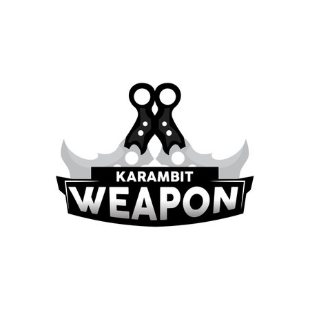 Kerambit Logo, Indonesia Fighting Weapon Vector, Ninja Fighting Tool Simple Design, Template Illustration Symbol Iconのイラスト素材