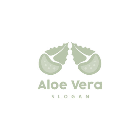 Aloe Vera Logo, Herbal Plant Vector, Illustration Symbol Icon Simple Designのイラスト素材