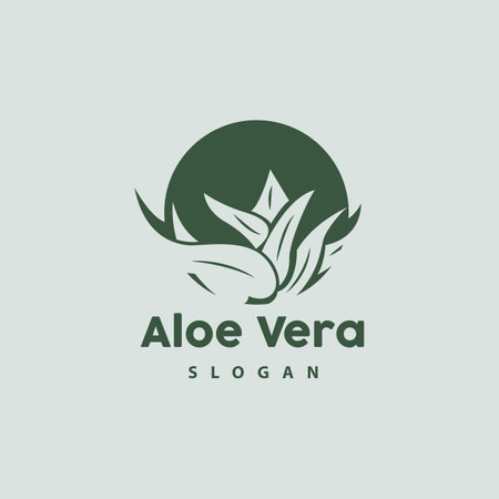 Aloe Vera Logo, Herbal Plant Vector, Illustration Symbol Icon Simple Designのイラスト素材