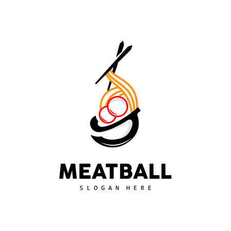 Meatball Logo, Vector For Food Stall Brand, Fast Food Simple Design Icon, Template Illustrationのイラスト素材
