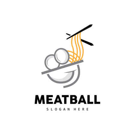 Meatball Logo, Vector For Food Stall Brand, Fast Food Simple Design Icon, Template Illustrationのイラスト素材