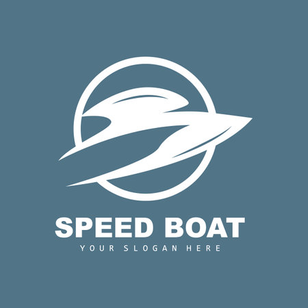 Speed Boat Logo, Fast Cargo Ship Vector, Sailboat, Design For Ship Manufacturing Company, Waterway Shipping, Marine Vehicles, Transportationのイラスト素材