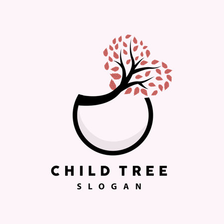 Tree Logo, Life Balance Education Vector, Luxurious Elegant Simple Tree Design, Playground Illustration Iconのイラスト素材
