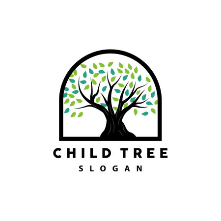 Tree Logo, Life Balance Education Vector, Luxurious Elegant Simple Tree Design, Playground Illustration Iconのイラスト素材