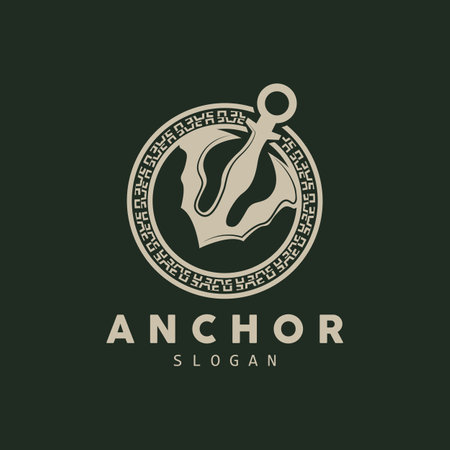 Anchor Logo, Ocean Ship Vector, Simple Minimalist Design, Anchor Icon, Spartan, Ocean, Symbol Template Illustrationのイラスト素材