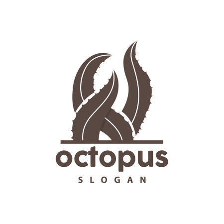 Octopus Logo, Sea Animals Vector, Seafood Ingredients Cuttlefish Tentacles Icon Silhouette Designのイラスト素材