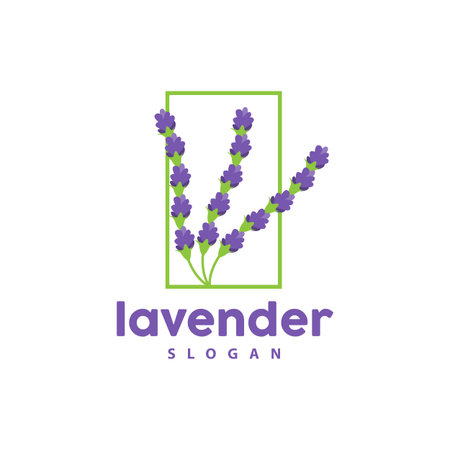 Lavender Logo, Simple Elegant Purple Flower Plant Vector, Greeting Card Design, Banner, Flower Ornament, Lavender Hand Drawn Wedding, Icon Symbol Illustrationのイラスト素材