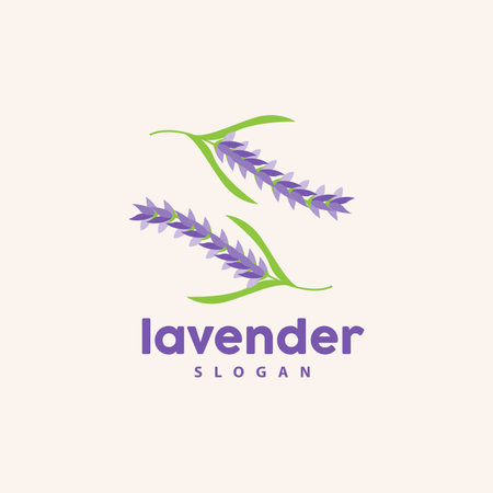 Lavender Logo, Simple Elegant Purple Flower Plant Vector, Greeting Card Design, Banner, Flower Ornament, Lavender Hand Drawn Wedding, Icon Symbol Illustrationのイラスト素材