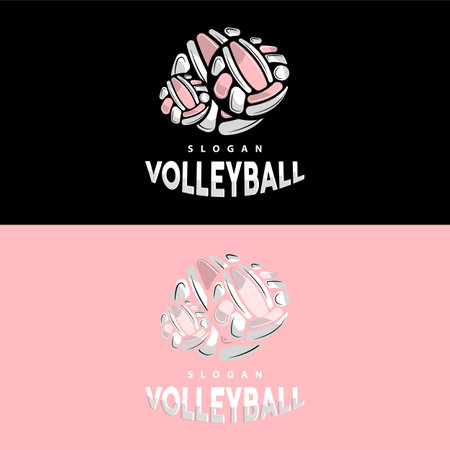 Volleyball Logo, Sport Simple Design, World Sports Tournament Vector, Illustration Symbol Iconのイラスト素材
