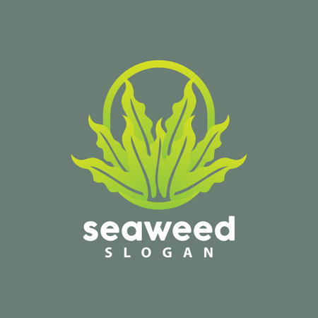 Seaweed Logo, Underwater Plant Vector, Simple Leaf Design, Illustration Template Symbol Iconのイラスト素材