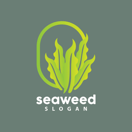 Seaweed Logo, Underwater Plant Vector, Simple Leaf Design, Illustration Template Symbol Iconのイラスト素材