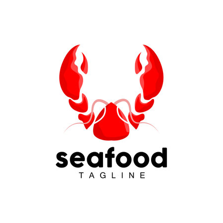 Lobster Logo, Simple Minimalist Design,Shrimp Seafood Food Vector, Illustration Symbol Iconのイラスト素材