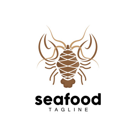 Lobster Logo, Simple Minimalist Design,Shrimp Seafood Food Vector, Illustration Symbol Iconのイラスト素材
