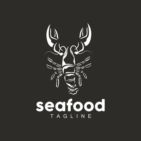 Lobster Logo, Simple Minimalist Design,Shrimp Seafood Food Vector, Illustration Symbol Iconのイラスト素材