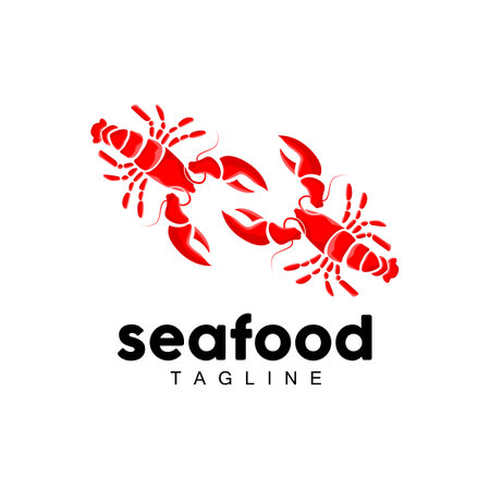 Lobster Logo, Simple Minimalist Design,Shrimp Seafood Food Vector, Illustration Symbol Iconのイラスト素材