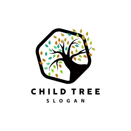 Tree Logo, Life Balance Education Vector, Luxurious Elegant Simple Tree Design, Playground Illustration Iconのイラスト素材