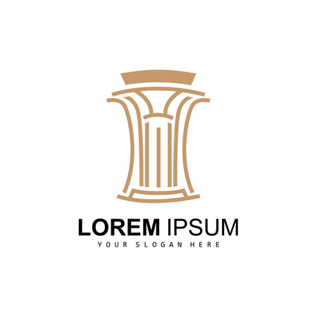Pillar Logo, Law Design, Building Construction Pillar Vector, Product Brand Illustration Iconのイラスト素材