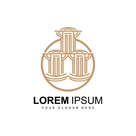 Pillar Logo, Law Design, Building Construction Pillar Vector, Product Brand Illustration Iconのイラスト素材