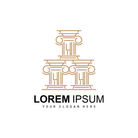 Pillar Logo, Law Design, Building Construction Pillar Vector, Product Brand Illustration Iconのイラスト素材