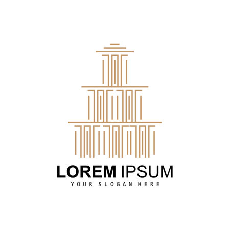 Pillar Logo, Law Design, Building Construction Pillar Vector, Product Brand Illustration Iconのイラスト素材