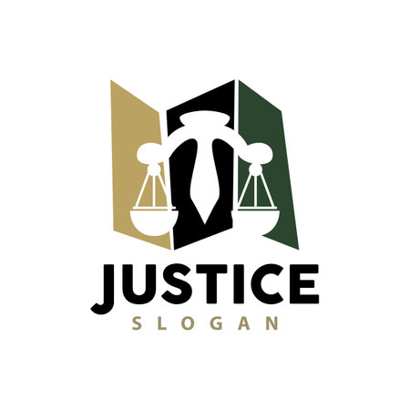 Justice Logo, Retro Vintage Theme Design, Law Vector, Law Firm, Scales Illustration Symbol Iconのイラスト素材