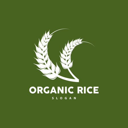 Wheat Rice Logo, Agricultural Organic Plant Vector, Golden Bread Material Luxury Design, Retro Vintage Theme Designのイラスト素材