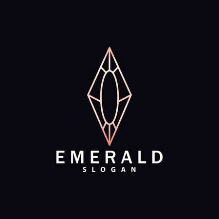 Emerald Logo, Gemstone Vector, Luxurious Premium Vintage Retro Elegant Design, Diamond Jewelry Icon, Symbol Illustrationのイラスト素材