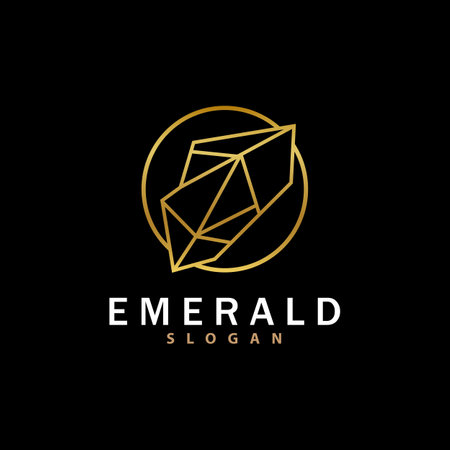 Emerald Logo, Gemstone Vector, Luxurious Premium Vintage Retro Elegant Design, Diamond Jewelry Icon, Symbol Illustrationのイラスト素材