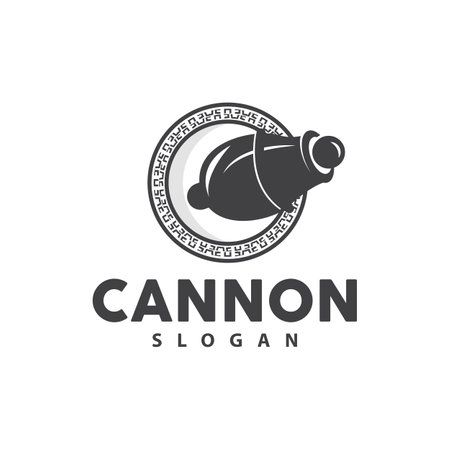 Cannon Logo, Elegant Simple Design Retro Vintage Style, War Artillery Vector, Illustration Symbol Iconのイラスト素材