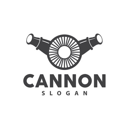 Cannon Logo, Elegant Simple Design Retro Vintage Style, War Artillery Vector, Illustration Symbol Iconのイラスト素材