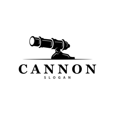Cannon Logo, Elegant Simple Design Retro Vintage Style, War Artillery Vector, Illustration Symbol Iconのイラスト素材
