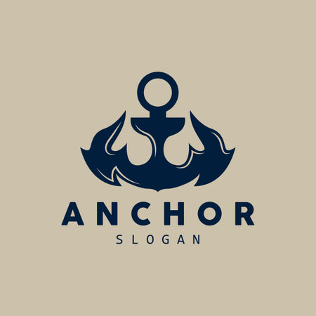 Anchor Logo, Ocean Ship Vector, Simple Minimalist Design, Anchor Icon, Spartan, Ocean, Symbol Template Illustrationのイラスト素材
