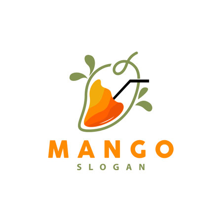 Mango Logo, Fruit Design Simple Minimalist Style, Fruit Juice Vector, Icon Symbol Illustrationのイラスト素材