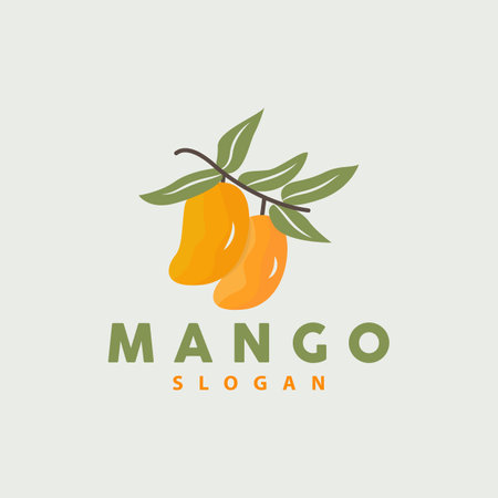 Mango Logo, Fruit Design Simple Minimalist Style, Fruit Juice Vector, Icon Symbol Illustrationのイラスト素材