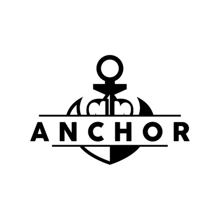Anchor Logo, Ocean Ship Vector, Simple Minimalist Design, Anchor Icon, Spartan, Ocean, Symbol Template Illustrationのイラスト素材