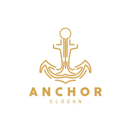 Anchor Logo, Ocean Ship Vector, Simple Minimalist Design, Anchor Icon, Spartan, Ocean, Symbol Template Illustrationのイラスト素材