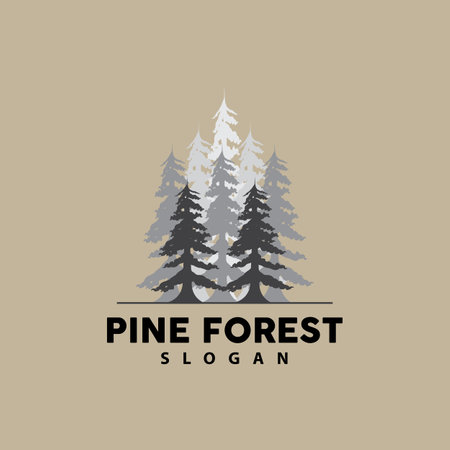 Pine Tree Logo, Luxurious Elegant Simple Design, Fir Tree Vector Abstract, Forest Icon Illustration Pine Product Brandのイラスト素材