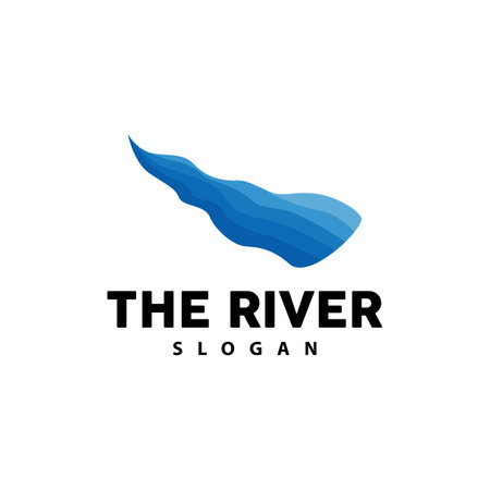 River Logo Design, River Creek Vector, Riverside Illustration With A Combination Of Mountains And Nature, Product Brandのイラスト素材