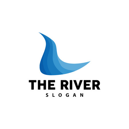 River Logo Design, River Creek Vector, Riverside Illustration With A Combination Of Mountains And Nature, Product Brandのイラスト素材