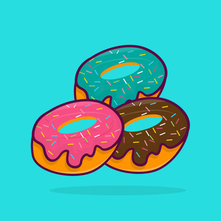 Donut Icon Illustration, Isolated Vector, Cartoon Style Food Concept, Design Suitable For Web Landing Page, Banner, Sticker, Background, Posterのイラスト素材