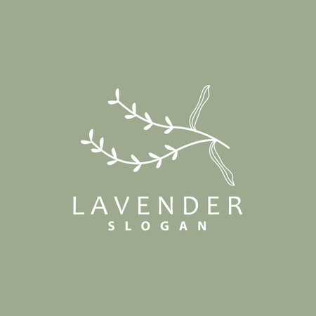 Lavender Logo, Simple Elegant Purple Flower Plant Vector, Greeting Card Design, Banner, Flower Ornament, Lavender Hand Drawn Wedding, Icon Symbol Illustrationのイラスト素材
