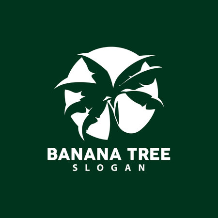 Banana Tree Logo, Banana Tree Simple Silhouette Design, Plant Icon Symbol Vector Illustrationのイラスト素材