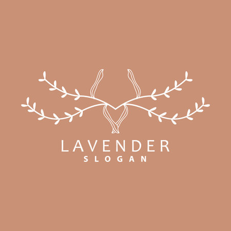 Lavender Logo, Simple Elegant Purple Flower Plant Vector, Greeting Card Design, Banner, Flower Ornament, Lavender Hand Drawn Wedding, Icon Symbol Illustrationのイラスト素材