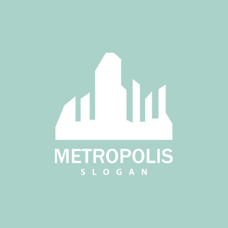Cityscape Logo, Metropolis Skyline Design, City Building Vector, Icon Symbol Illustrationのイラスト素材