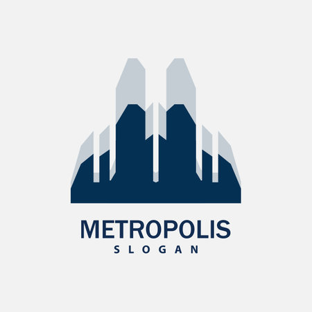 Cityscape Logo, Metropolis Skyline Design, City Building Vector, Icon Symbol Illustrationのイラスト素材