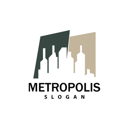 Cityscape Logo, Metropolis Skyline Design, City Building Vector, Icon Symbol Illustrationのイラスト素材