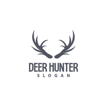 Deer Logo, Deer Hunter Vector, Forest Animal Design, Deer Antlers Retro Vintage Symbol Design Iconのイラスト素材