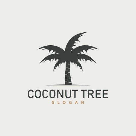 Coconut Tree Logo, Palm Tree Plant Vector, Simple Icon Silhouette Template Designのイラスト素材